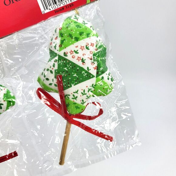 Vintage Fabric Plush Christmas Tree Ornaments Lollipop Style Patchwork Primitive - Picture 9 of 10